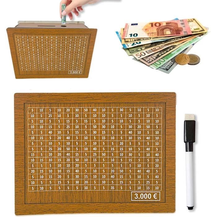 Tirelire En Bois Objectif Épargne Avec Chiffres à Cocher - Tirelire Rétro Réutilisable Pour Enfants Et Adultes