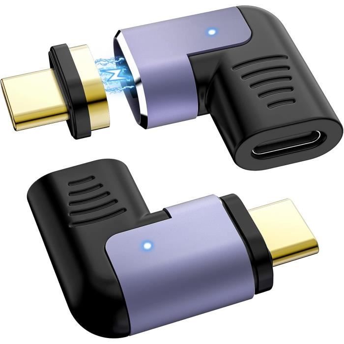 2 Adaptateurs Magnétiques USB-C 240W - Rotation 540° - Charge Rapide PD Et Transfert De Données Pour MacBook, Smartphones
