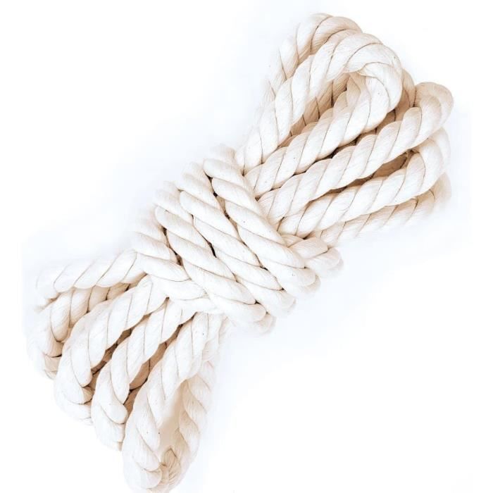 Corde En Coton VBS 15 Mm De Diamètre, Longueur 3 M, Pour Bricolage, Macramé Et Décoration Maritime