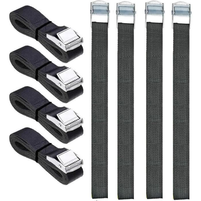 Sangles D'Arriment Courtes 40cm - Lot De 8 Noires - Capacité 250kg - Pour Vélo, Bagages, Camping