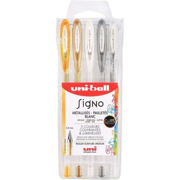 Uni-ball Signo 5 Penne A Rullo Con Inchiostro Gel Glitterato – Punta 1 Mm – Colori Metallizzati E Glitter – Ideale Per Scrapbooking E Hobby Creativi