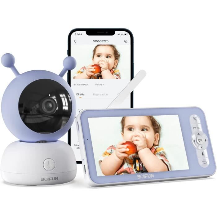 BOIFUN 1080P 5“ Babyphone Camera PTZ 355°Camera Bebe Surveillance