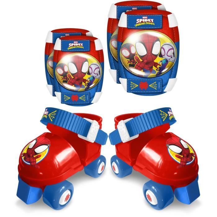 STAMP Set Patins à roulettes avec genouillères Spidey Enfant Garçon
