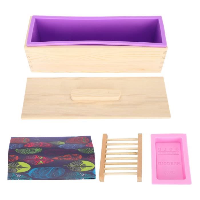 Moule à Savon Rectangulaire En Silicone Avec Coque Bois - Capacité 1200 Ml (42 Oz) - Pour Savon, Gâteau, Chocolat DIY - Résistant -40°C à 230°C