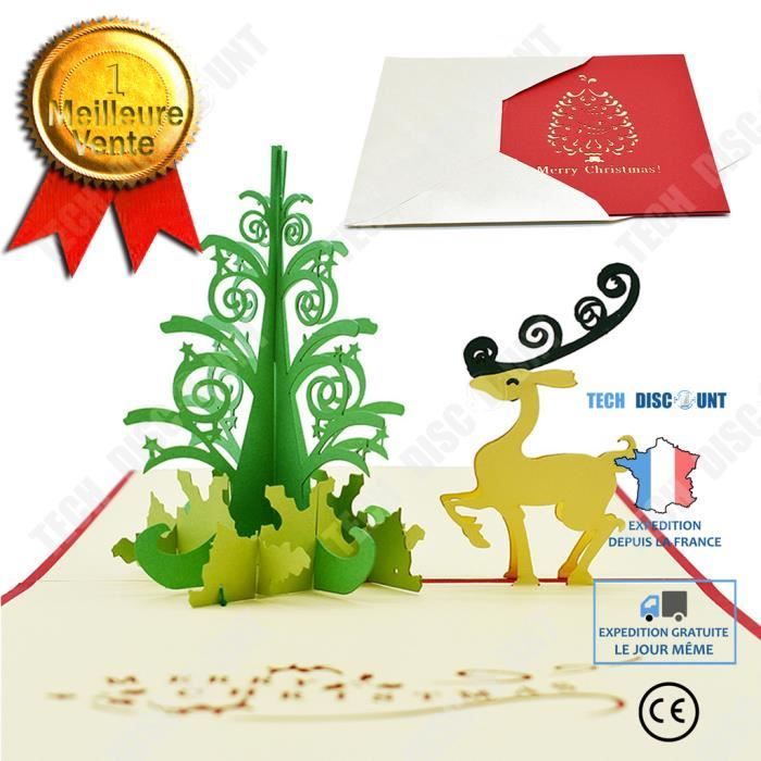 TD® Carte de Noël papier créatif sculpture 3D carte de félicitations en