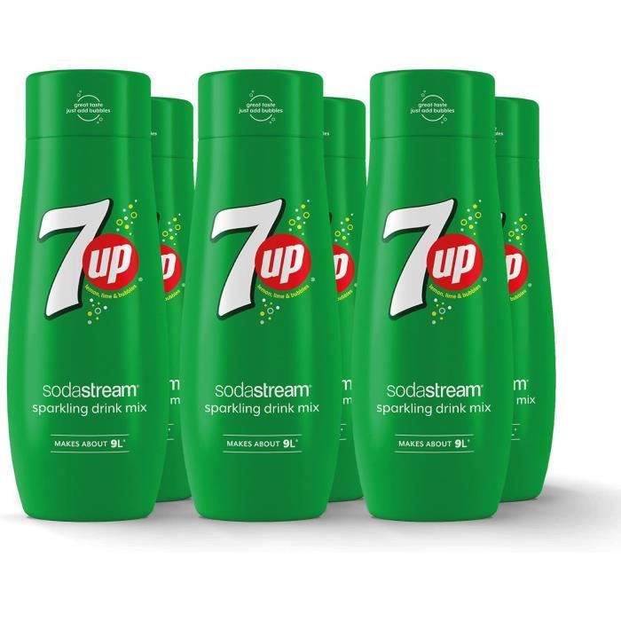 SodaStream Lot De 6 Concentrés 7Up Zéro Sucres - 440ml Préparez Jusqu'à 9 Litres De Boisson