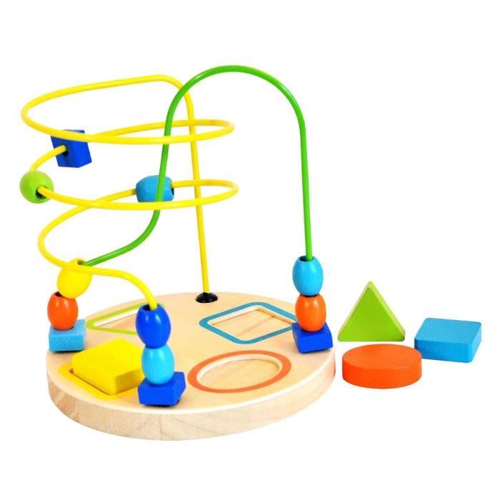 Jouet Labyrinthe Montagnes Russes à Perles – Puzzle En Bois Coloré Tri Des Couleurs – Activité Éducative Enfant 3+ Ans