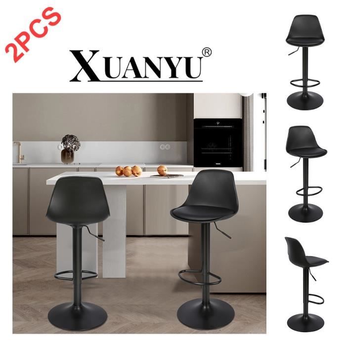 Tabouret de Bar - XUANYU - Réglable - Cuir synthétique - 360° - Lot de 2