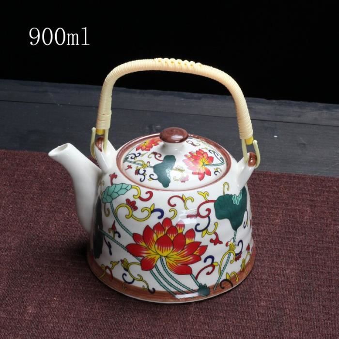 Théière Porcelaine Dragon Rouge - 355ml, Filtre Inox, Micro-ondable
