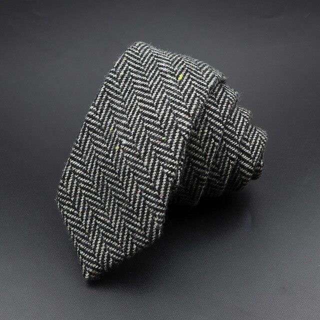 Cravate,1Cravate en laine à carreaux pour homme, classique, marron, gris, rayé, col étroit