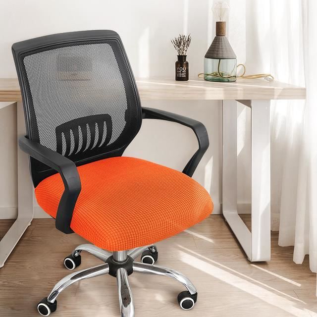 KSBBHDS Housse De Chaise De Bureau Élastique Noire - Protection Antidérapante En Polyester, Taille 45-48 Cm