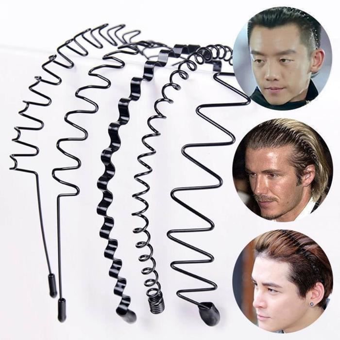 Zerodis bande de cheveux masculins 6Pcs Black Man Hair Hoop Décoratif Antidérapant Simple Léger