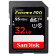 Carte Mémoire SDXC 32 Go Sandisk Extreme Pro jusqu'à 95 Mo-s, Classe 10, U3 V30 UHS-I 4K pour Caméra SDXXG-1