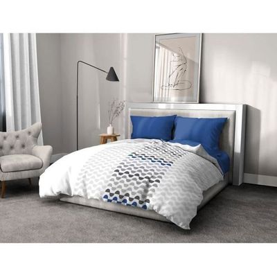 BOD HOME Parure De Lit Microfibre Douce 220x240cm Gris - Housse De Couette Avec 2 Taies D'Oreiller 50x70cm
