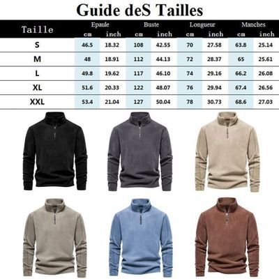 Auleen Sweat Hoe Sans Capuche 1/4 Zippé Pull Polaire Hoe