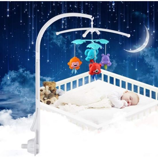 Support de mobile lit bébé à barreaux en hêtre