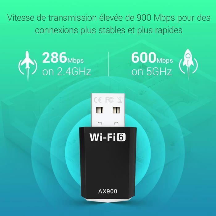Adaptateur USB WiFi Bluetooth - HAUTSTORE - 600 Mbps - Double bande 2,4/5 GHz - Compatible Windows et MacOS - Informatique