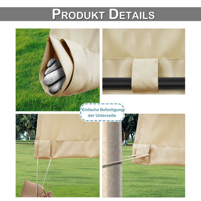 Rideau Extérieur Imperméable 80x100cm - Oeillets Haut/Bas - Pour Pergola, Terrasse - Occultant