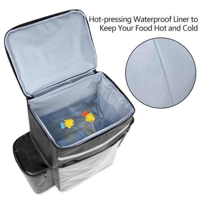 Sac Isotherme De Livraison Repas Extra Large - 43L, Noir, Tissu Non-tissé - Pour Restaurateurs