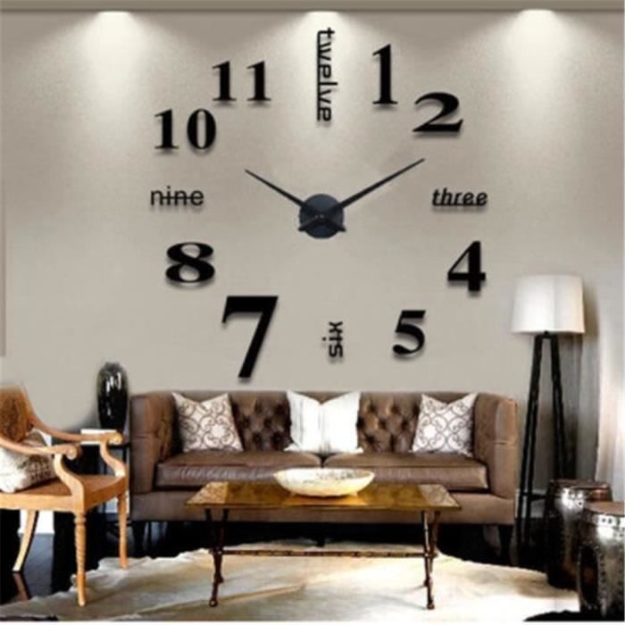 DIY 3D Horloge Murale Design Géante - Ronde - Chiffres Incluse -HB029