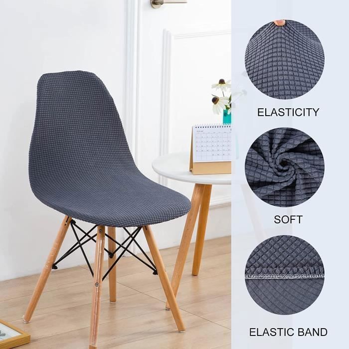 Lot De 4 Housses De Chaise Extensibles En Polaire - Imperméables, Lavables, Taille Ajustable (dossier 33-45 Cm), Beige à Carreaux
