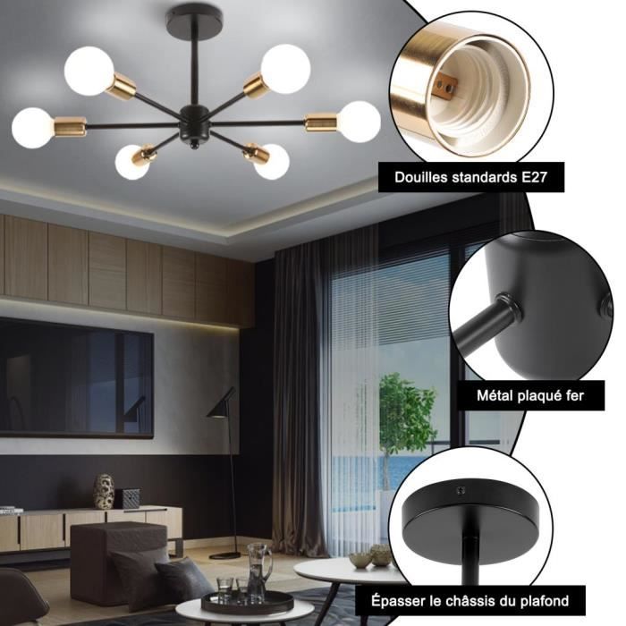 Lampe Ventilateur de Plafond Vintage 107cm - 3 Pales, Lustre Silencieux Moteur DC, 6 Vitesses Avec Minuteur, E27 - Couleur Noyer
