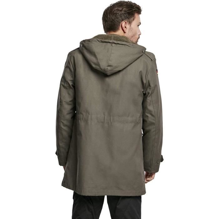 Parka Brandit Style Militaire Homme - Doublure Polaire Amovible, Déperlant, Nombreuses Poches, Capuche