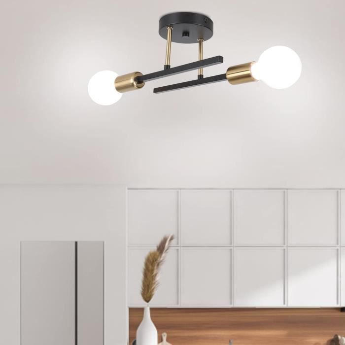 Lustre Industriel Noir 4 Lumières KMaiPem - Design Cage, Hauteur Réglable, Convertible Plafonnier/suspension