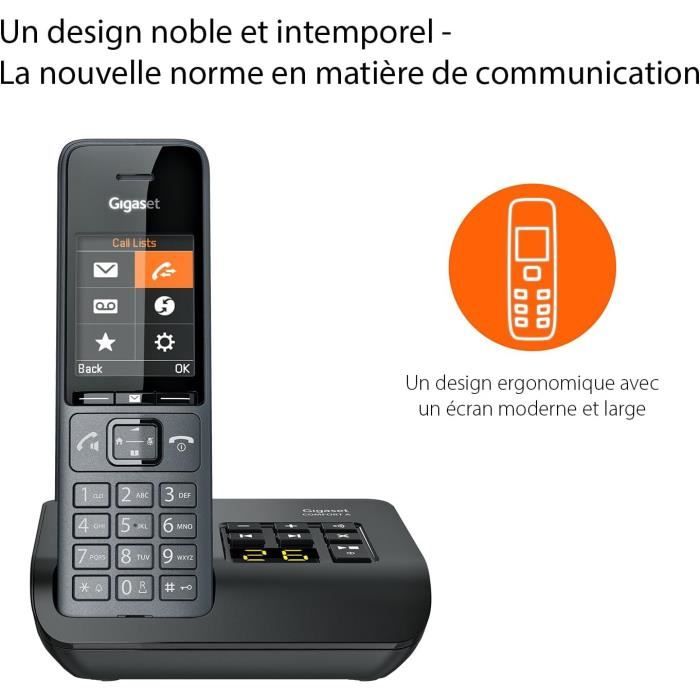 Gigaset Comfort 520 - Téléphone Sans Fil DECT Français Avec Mains Libres, Blocage Appels Et Répertoire 200 Contacts
