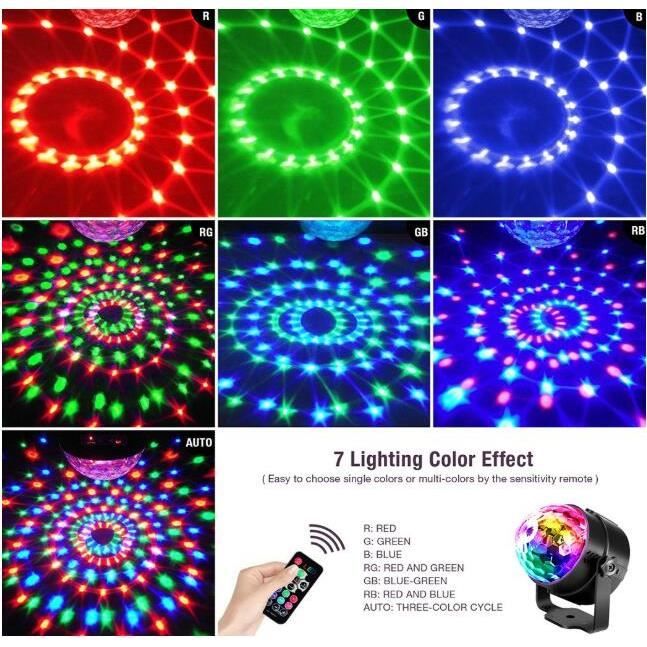 Lumière Disco LED à Activation Sonore - Boule Lumineuse Rechargeable USB, Avec Bracelet Et Ventouse - Pour Fêtes, Voiture, Décoration - 13
