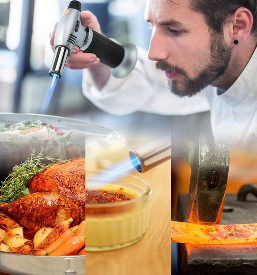 Chalumeau De Cuisine Professionnel Réglable - 2 Modes (dont Flamme Tempête 1300°C) - Rechargeable Butane - Pour Crème Brûlée, Barbecue, Bricolage