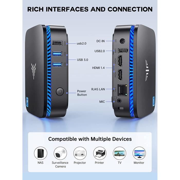 NIPOGI - Mini PC - Windows 11 Pro - Intel Celeron N5105 - 16 Go
