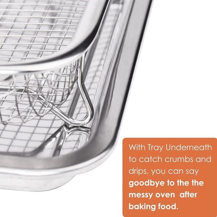Plaque De Cuisson + Grille De Refroidissement En Acier Inoxydable - 32x25x2.5 Cm - Sain, Lave-vaisselle - Pour Four Et Pâtisserie