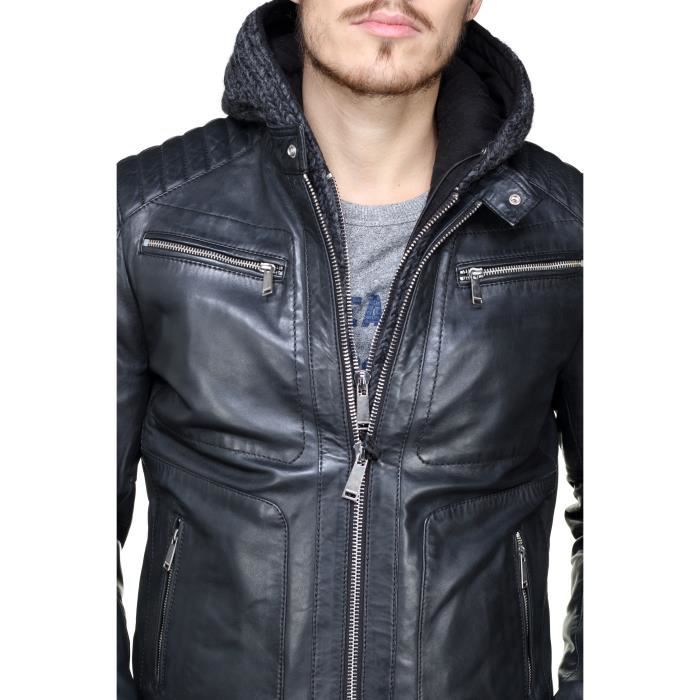 Blouson en cuir Redskins Byron Mojito Black Noir Cdiscount Pr t