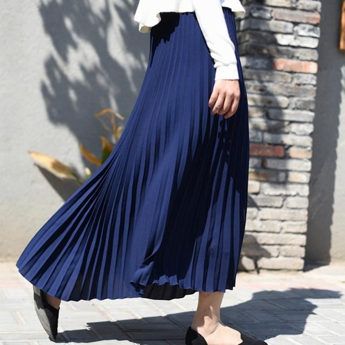 Jupe Plissee Femme Jupe Longue Taille elastique Jupe Mi Longue Taille Haute Jupe Elegant Jupe Longueur Cheville Style 5 Style 5 Cdiscount Pret a Porter