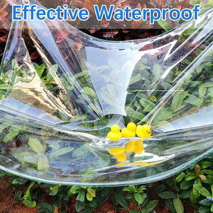 Bâche transparente en plastique épais avec Oeillets en métal Pour camping,  sol, plantes Bâche imperméable 1 x 2 m