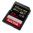 Carte Mémoire SDXC 32 Go Sandisk Extreme Pro jusqu'à 95 Mo-s, Classe 10, U3 V30 UHS-I 4K pour Caméra SDXXG-3