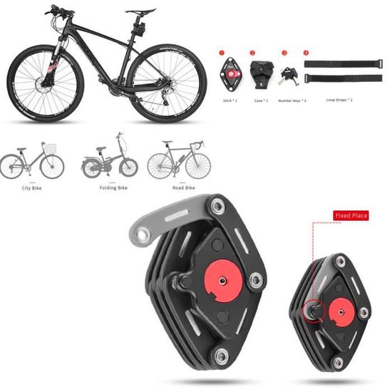 Couleur: Noir DE-FR Serrure de câble de sécurité antivol Multi-Fonctionnelle Code Cycling 4-Digital Facile à Utiliser Vélo Combinaison Vélo Chian Lock
