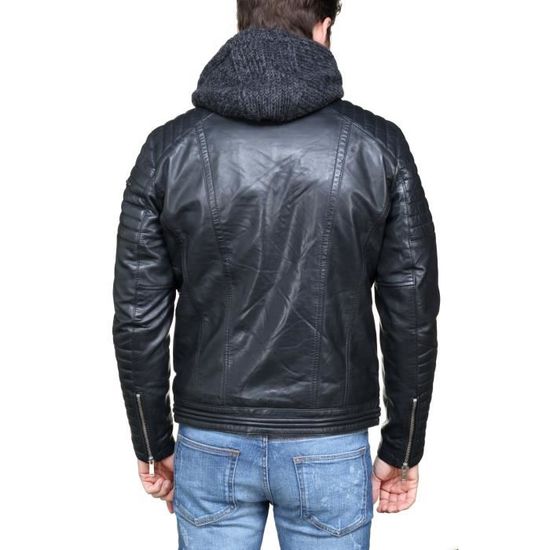 Blouson en cuir Redskins Byron Mojito Black Noir Cdiscount Pr t