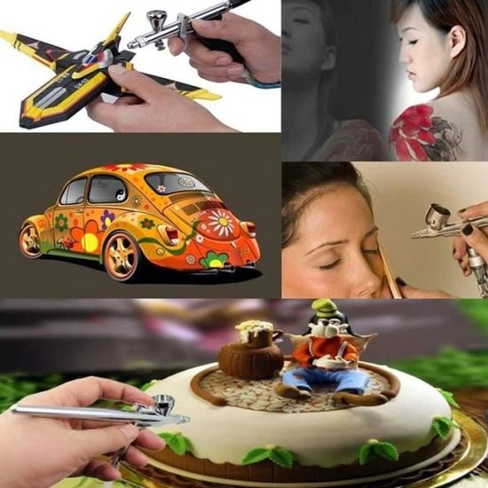 Mini Kit Aerographe Compresseur Pistolet De Pulverisation A Double Action Pour Decoration De Gateau œuvre D Art Compresseur Cdiscount Bricolage