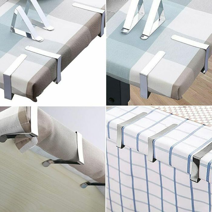 Clips En Tissu Acier Inoxydable 4 Pièces - Pinces Antidérapantes Pour Nappe Table Jusqu'à 6cm