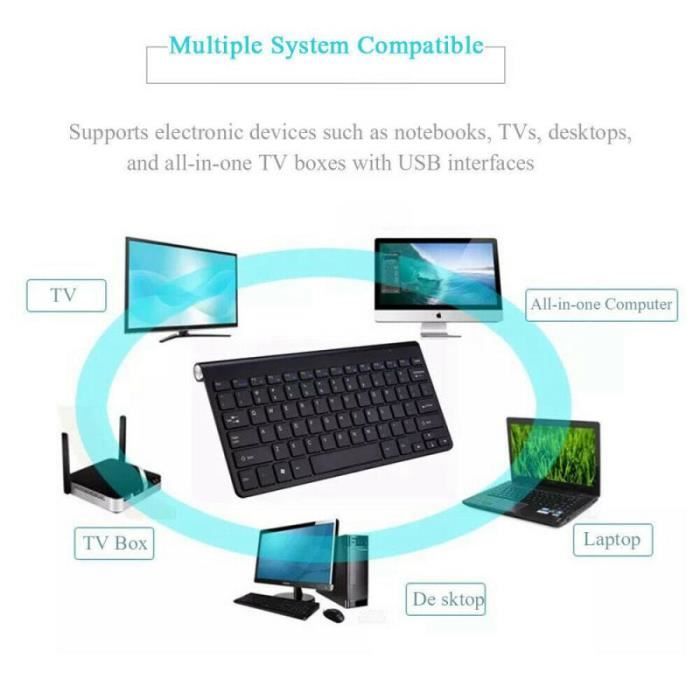 Mini clavier et souris sans fil Bluetooth ultra-mince sans fil, fournitures  de bureau pour tablette Android Windows IOS