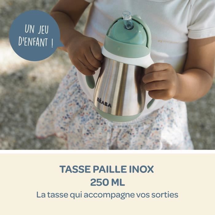 Qshare Tasse d'Apprentissage pour Bébé Avec Paille 6+ mois,260 ml Cup Eau  Bebe,Biberon/Tasse Paille Enfant, 100% étanche, paille lestée, Anti-fuite