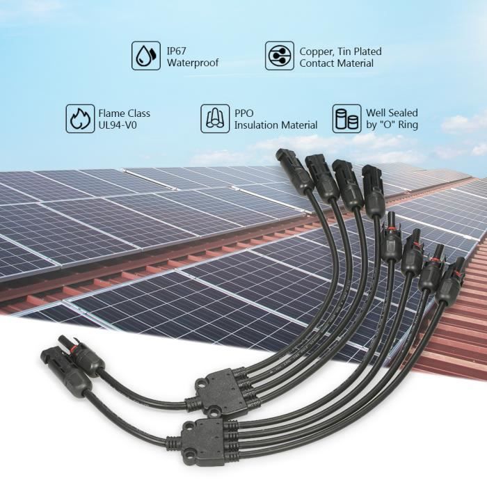 Set de câbles de connexion compatibles MC4 pour panneau solaire