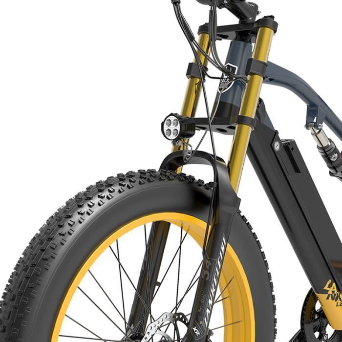 Velo electrique LANKELEISI RV700 45KM H Moteur 1000W Autonomie 120km amortisseur avant 26 pouces VTT fat bike 48V16Ah Jaune Cdiscount Sport