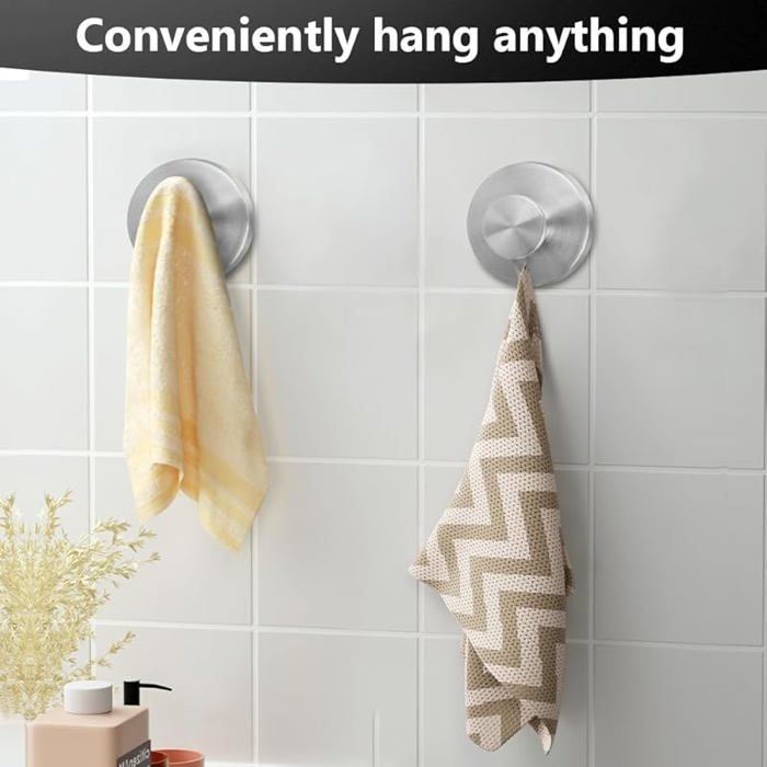 2 Pièces Crochet Douche, Crochet Porte Serviette Sans Perçage, Crochets