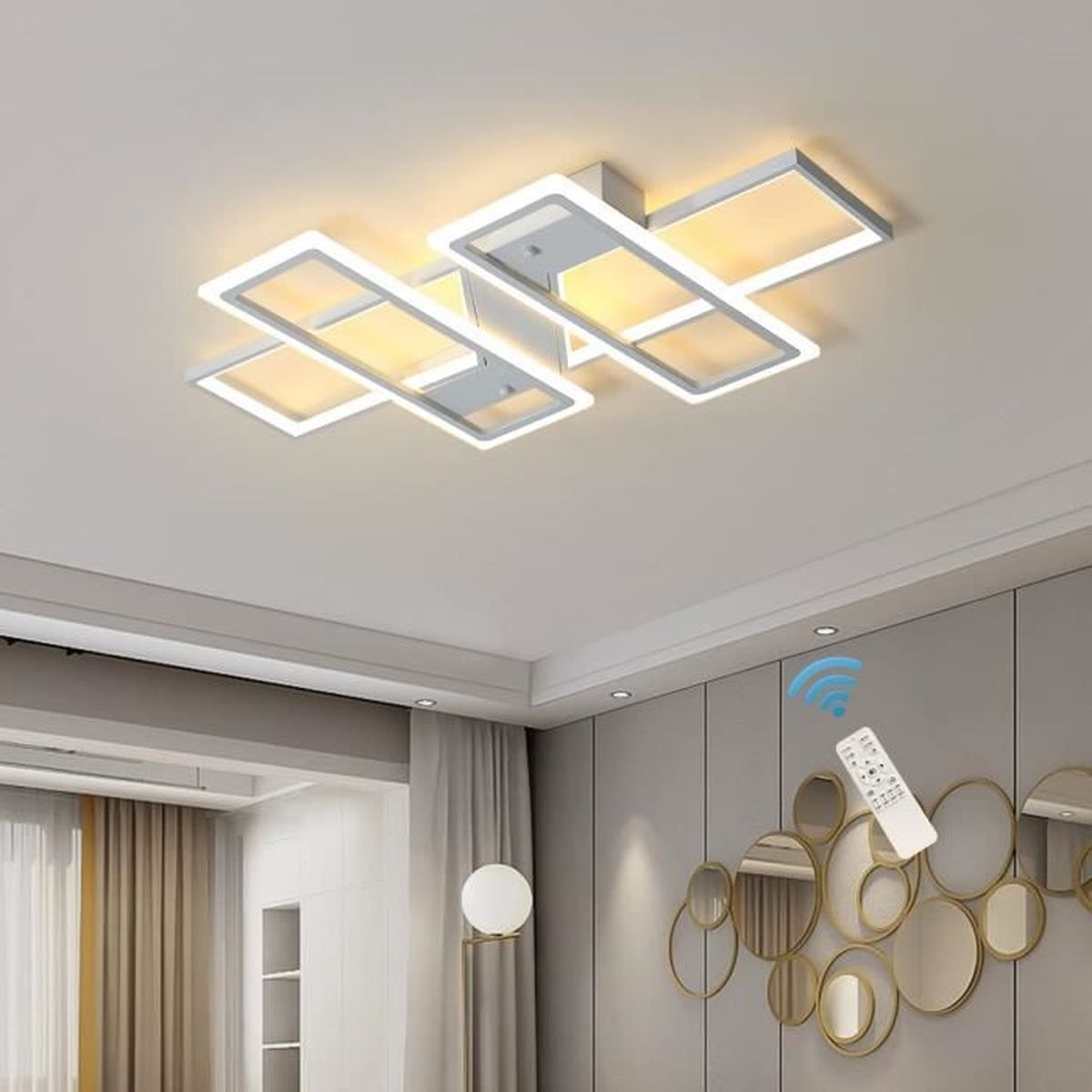 OPPEARL Panneau LED 120x30 Dimmable, Plafonnier LED RGB avec télécommande, 40W 4400LM Lampe