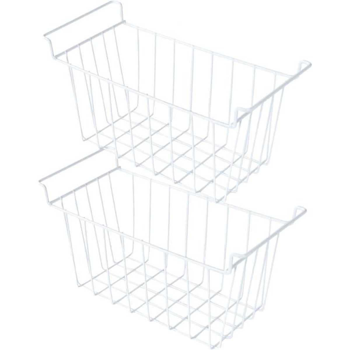Yolispa Lot De 6 Paniers Congélateur Empilables Avec Poignées - Rangement Métallique Antidérapant 37x18x15cm