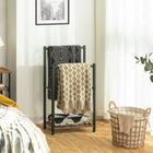 HOOBRO Porte-Serviettes sur Pieds, Range-Serviettes avec 2 Barres, Support Salle de Bain, pour Serviettes, couvertures, journaux