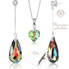 2SPLENDID® Boucles d'Oreilles & Collier avec Cristaux Autrichiens Baignés dans l'OR Blanc. Boîte cadeau offerte. Cadeau Noël